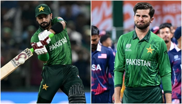 Pakistans Sahibzada Farhan (left) and pacer Shaheen Shah Afridi during the 2026 ICC Mens T20 Cricket World Cup group stage match between Pakistan and USA at the Sinhalese Sports Club (SSC) Ground in Colombo on February 10, 2026. — AFP