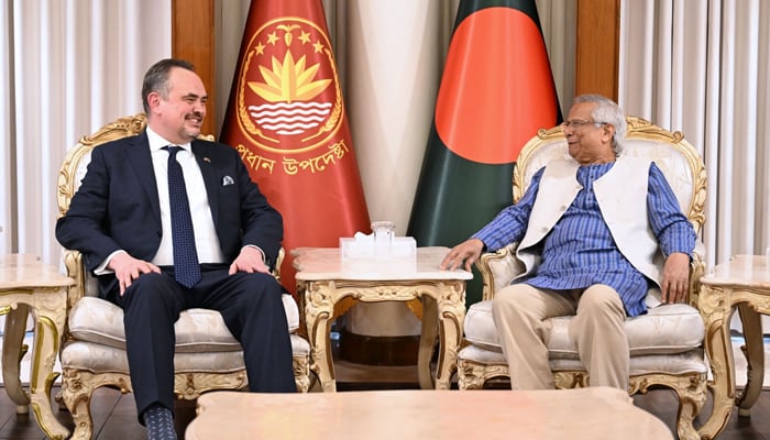 US Ambassador to Bangladesh Brent T Christensen meets Bangladesh Chief Adviser Muhammad Yunus in Dhaka, Bangladesh, January 23, 2026. — X/@USAmbBangladesh