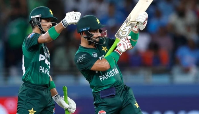 Pakistans opening batter Sahibzada Farhan (right), along with partner Saim Ayub, pictured during the ACC Mens T20 Asia Cup 2025 match against India at the Dubai International Cricket Stadium in Dubai on September 21, 2025. — ACC