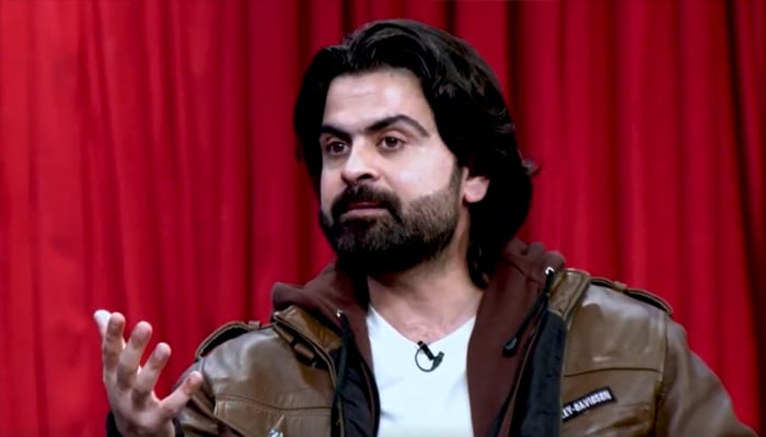 Former Pakistan batter Ahmad Shahzad gestures as he speaks during Geo News programme Harna Mana Hai, February 11, 2026. — Screengrab via YouTube/Geo News