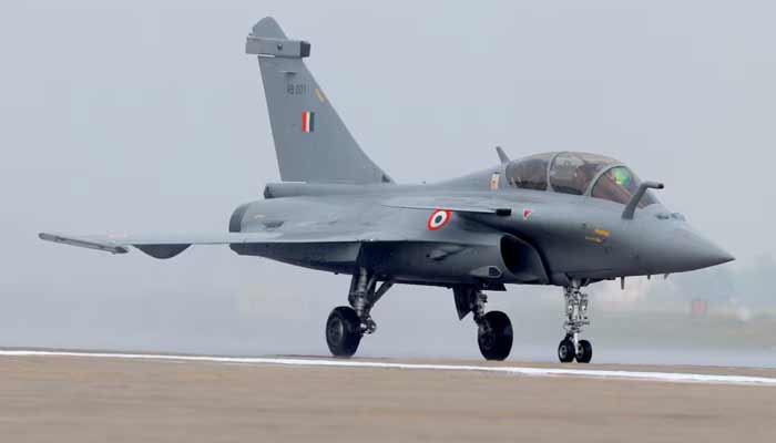 Rafale fighter jet taxis on the tarmac during its induction ceremony at an air force station in Ambala, India. —  Reuters/File