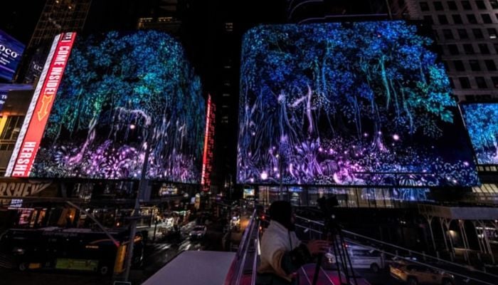 A hand-painted animation by Eeman Masood screened on the billboards of Times Square in New York City, US. — Instagram/@eeman.masood