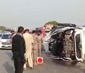 At least 13 killed in bus-oil tanker collision on M9 motorway near Karachi