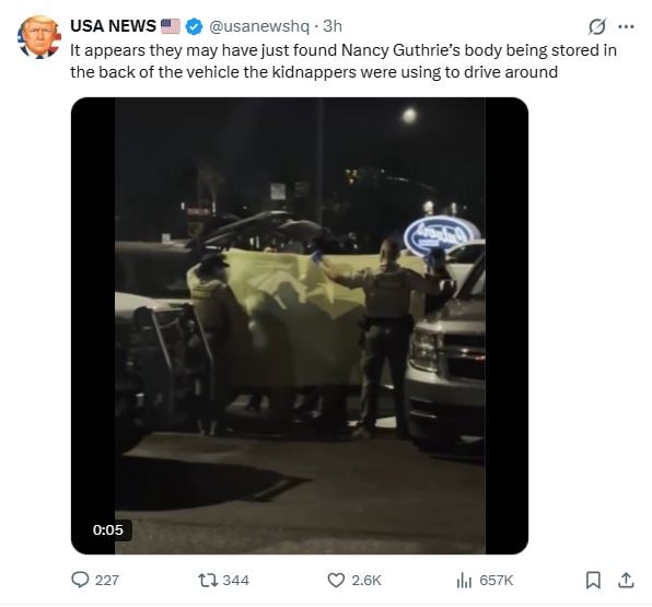 Nancy Guthrie missing case takes heartbreaking turn