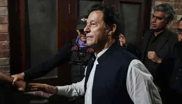 PTI founder Imran Khan pictured after appearing at the Lahore High Court on March 17, 2023. — AFP