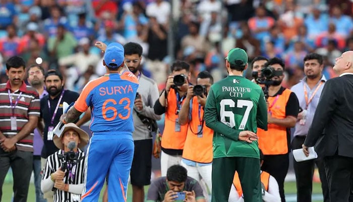 Pakistan captain Salman Ali Agha and Indian skipper Suryakumar Yadav pictured at toss during an Asia Cup 2025 match. — Reuters/File