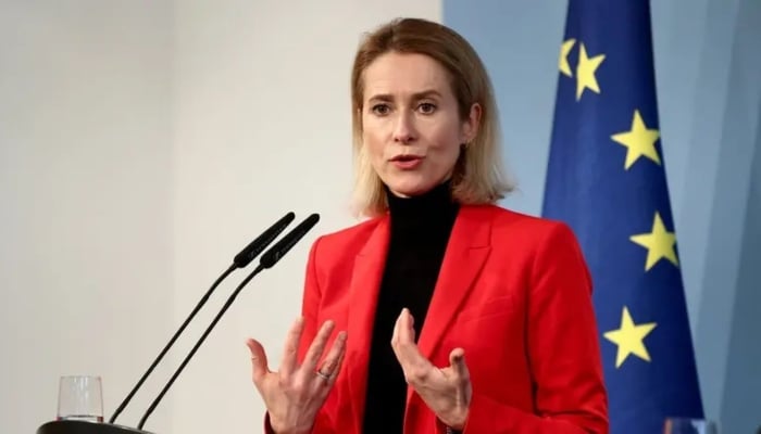 EU foreign policy chief Kaja Kallas speaks during a press conference in Berlin on January 13, 2026. — Reuters