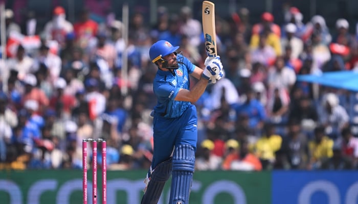 Afghanistan opener Ibrahim Zadran plays a short during T20 World Cup 2026 clash against United Arab Emirates at the Arun Jaitley Stadium in New Delhi, India, February 16, 2026. — Facebook/@ AfghanistanCricketBoardOfficial