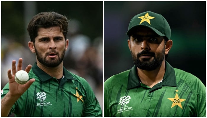 A collage showing Pakistani pacer Shaheen Shah Afridi (left) and batter Babar Azam. — AFP