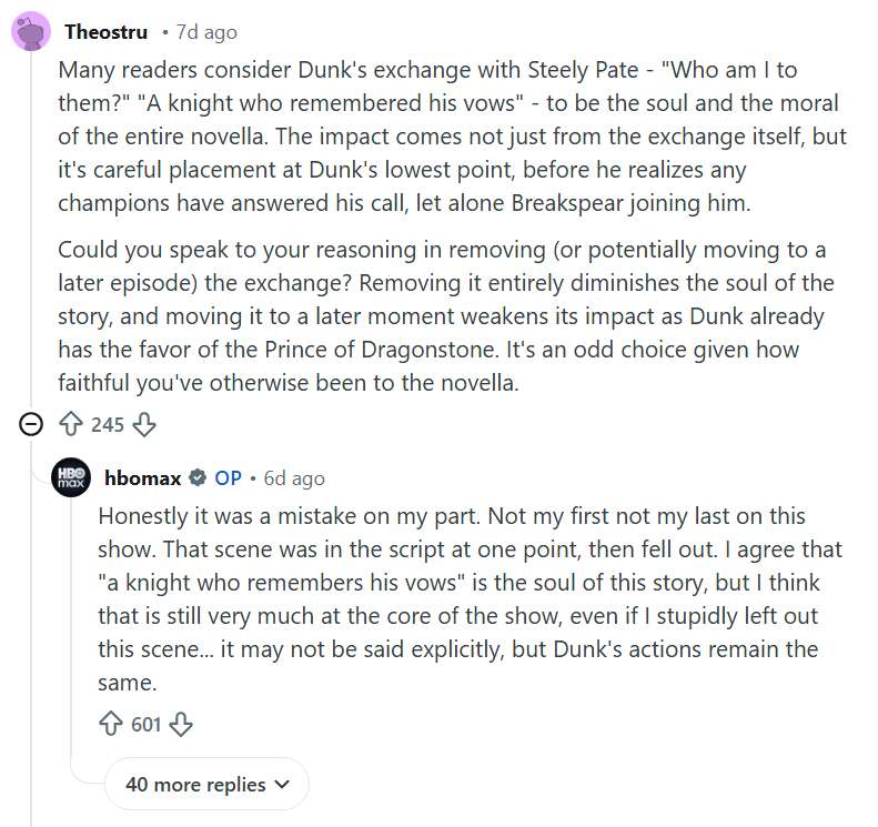 Knight of Seven Kingdoms showrunner explains omission of iconic scene