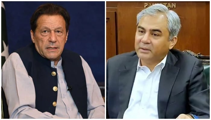 A collage showing PTI founder Imran Khan (left) and Federal Minister for Interior Mohsin Naqvi. — AFP/Radio Pakistan/File
