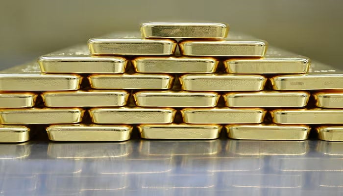 Gold bars are stacked in the safe deposit boxes room of the Pro Aurum gold house in Munich, Germany on January 10, 2025. — Reuters