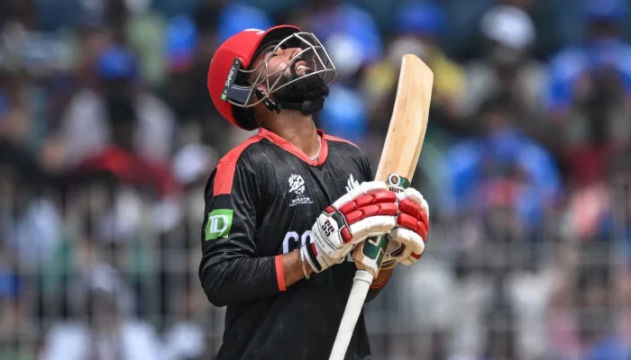 Canadas Yuvraj Samra celebrates after reaching his half-century during their ICC Mens T20 World Cup 2026 match against New Zealand here at the MA Chidambaram Stadium, Chepauk in Chennai on February 17, 2026. — AFP