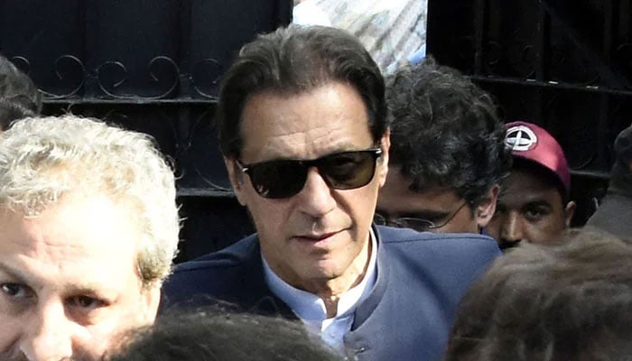 PTI founder Imran Khan leaving Islamabad High court after attending his nearing, in Islamabad. — Online/File