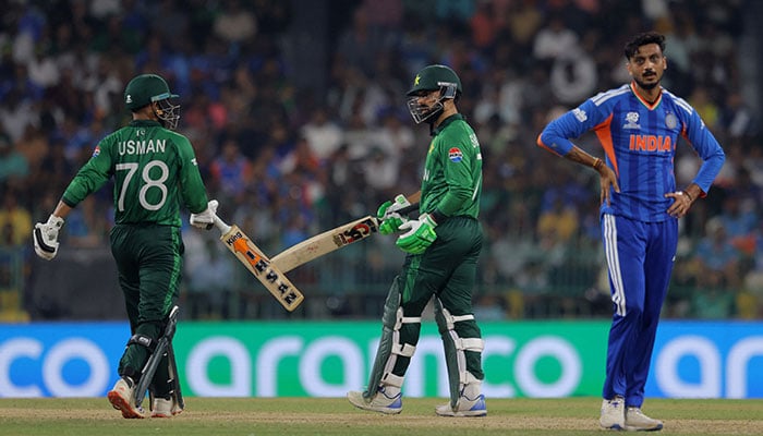 Pakistans Usman Khan and Shadab Khan pictured during T20 World Cup 2026 match against India at R Premadasa International Cricket Stadium, Colombo, Sri Lanka on February 15, 2026. — Reuters