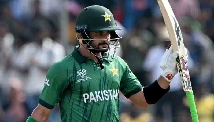 Sahibzada Farhan celebrates after scoring a half-century during the 2026 ICC Mens T20 Cricket World Cup group stage match against Namibia at the Sinhalese Sports Club (SSC) Ground in Colombo on February 18, 2026. — AFP
