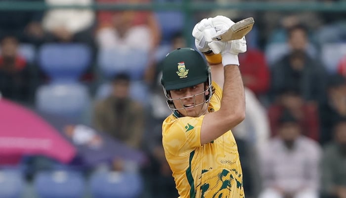 South Africa batter Dewald Brevis in action during match against United Arab Emirates at Arun Jaitley Stadium in New Delhi, India, February 18, 2026. — ICC