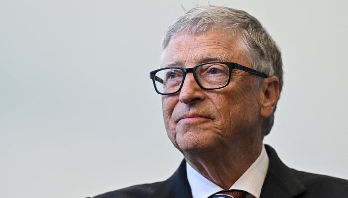 Microsoft founder Bill Gates reacts during a visit of the Imperial College University, in London, Britain, February 15, 2023. — Reuters