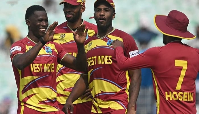 West Indies celebrate taking a wicket during the ICC Mens T20 World Cup 2026 match against Italy at Eden Gardens on February 19, 2026 in Kolkata, India. — AFP