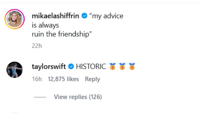 Taylor Swift honours Olympics star Mikaela Shiffrin after latest win