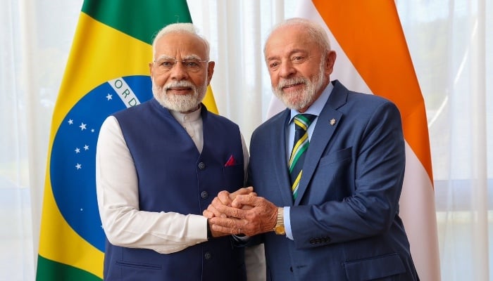 Prime Minister Narendra Modi with President Luiz Inácio Lula da Silva.— X/@PMOIndia