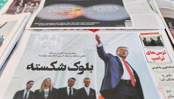 An Iranian newspaper with a cover photo of US President Donald Trump, in Tehran, Iran, February 17, 2026. — Reuters