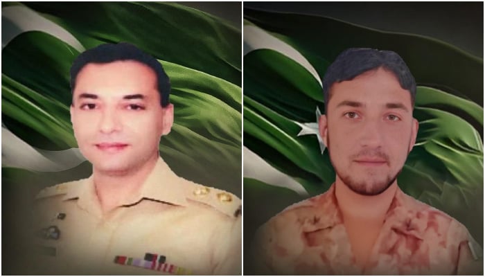 Collage showing  Lieutenant Colonel Shahzada Gul Faraz (left) and Sepoy Karamat Shah. — ISPR