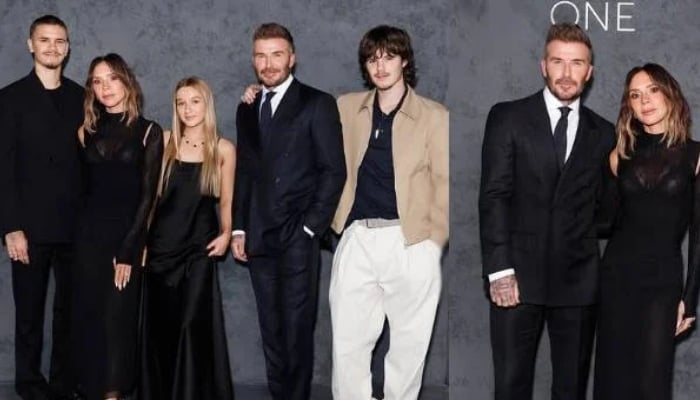 The Beckham family appeared in high spirits after dinning at the Indian restaurant