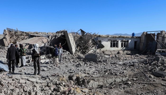 Aftermath of overnight Pakistani airstrike at the Balish village in Urgun district, Paktika Province, on February 22, 2026. — AFP