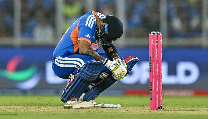 India battle for World Cup survival after 'messing up on grand scale' 8 Indias captain Suryakumar Yadav reacts after being hit by the ball during the 2026 ICC Mens T20 Cricket World Cup Super Eights match between India and South Africa at the Narendra Modi Stadium in Ahmedabad on February 22, 2026. — AFP
