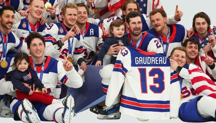 Team USA honors Gaudreau by bringing his children to Olympic ice