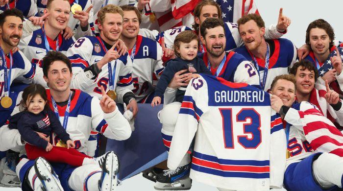 Team USA honors Gaudreau by bringing his children to Olympic ice