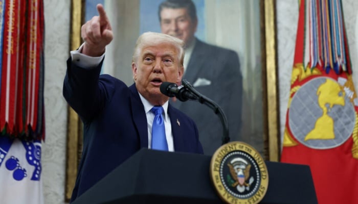 US President Donald Trump speaks in the Oval Office of the White House in Washington, DC, US, March 28, 2025. — Reuters