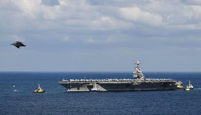 USS Gerald R Ford aircraft carrier arrives at Souda Bay on the island of Crete, Greece, February 23, 2026. — Reuters