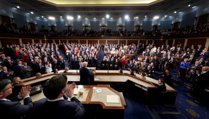 US President Donald J. Trump delivers the first State of the Union address of his second term to a joint session of Congress in the House Chamber of the United States Capitol in Washington, DC, on Tuesday, February 24, 2026. — Reuters