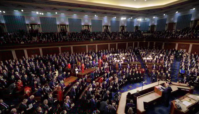 President Donald Trump delivers his State of the Union address during a Joint Session of Congress at the US Capitol on February 24, 2026. — AFP