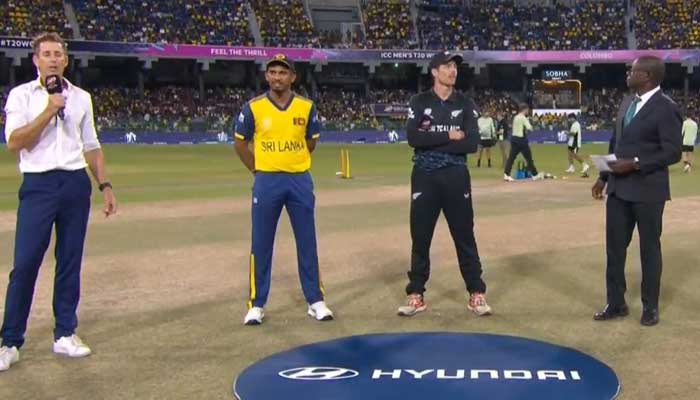 Sri Lanka and New Zealand skippers during the toss for Super Eight fixture of ICC Mens T20 World Cup 2026 at R Premadasa Cricket Stadium, Colombo, on February 25, 2026. — Screebgrab