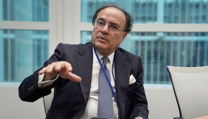 Finance Minister Muhammad Aurangzeb speaks during a Reuters interview at the 2025 annual IMF/World Bank Spring Meetings in Washington, DC, US, April 25, 2025. — Reuters