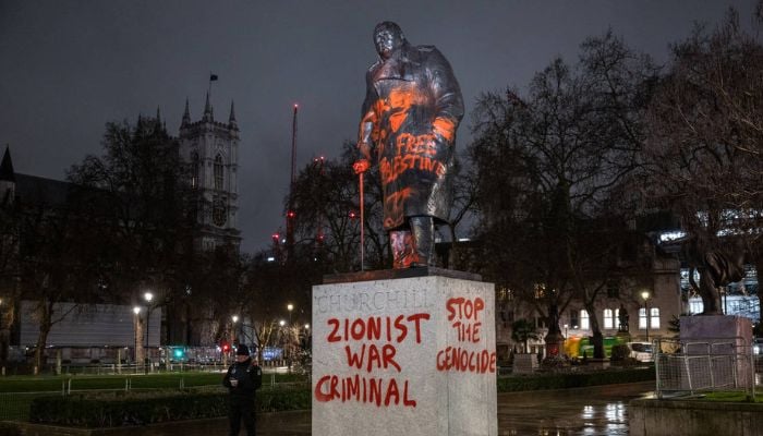 Winston Churchill statue vandalised in Central London, man arrested