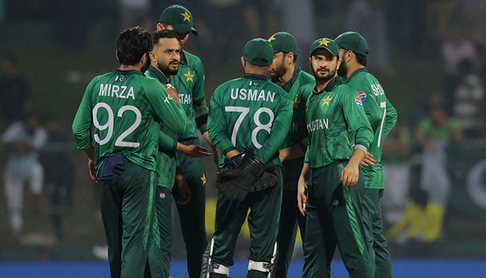 Pakistans Mohammad Nawaz celebrates with teammates after taking a wicket at Pallekele International Cricket Stadium, Kandy, Sri Lanka  on February 24, 2026. — Reuters