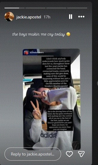 Jackie Apostels official Instagram account