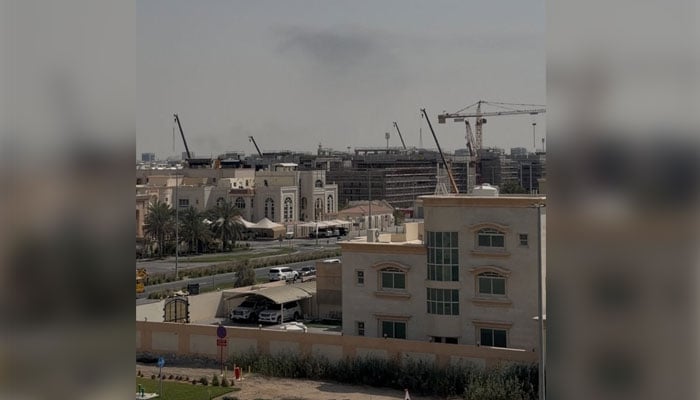 Smoke in the sky after reported blasts were heard, following strikes by the United States and Israel against Iran, in Abu Dhabi, United Arab Emirates, February 28, 2026, in this still image obtained from a video. — Reuters