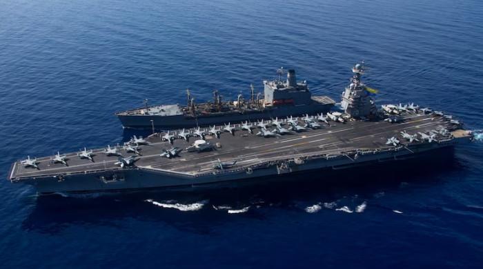 US military says replenishing navy ships in Middle East as Iran slams port blockade
