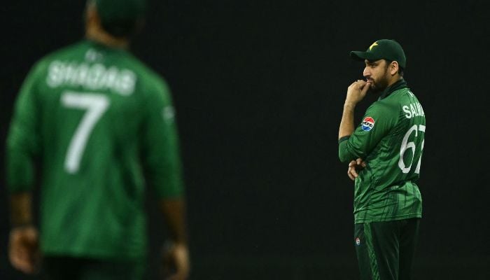 Pakistans captain Salman Agha looks on during the 2026 ICC Mens T20 Cricket World Cup Super Eights match between Sri Lanka and Pakistan at the Pallekele International Cricket Stadium in Kandy on February 28, 2026. — AFP