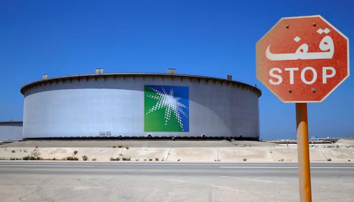 An Aramco tank is seen at Saudi Aramcos Ras Tanura oil refinery and oil terminal in Saudi Arabia. —  Reuters/File