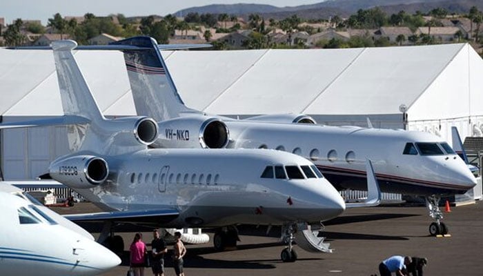 This representational image shows business jets are seen in Las Vegas, Nevada, US October 21, 2019. — Reuters