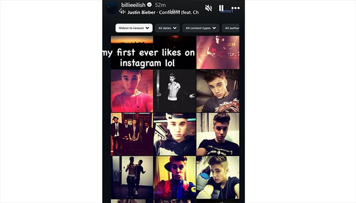 Billie Eilish takes a trip back to her Justin Bieber days