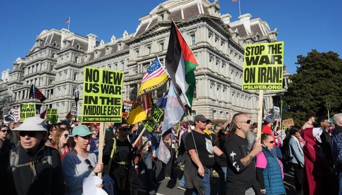 Hundreds of demonstrators gathered near the White House and other D.C. sites to protest after Israel and the United States launched strikes on Iran. — AFP