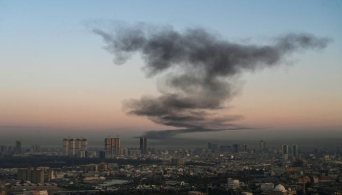 AFP photographer captures smoke rising near Erbil International Airport after an explosion on March 1, 2026. — AFP