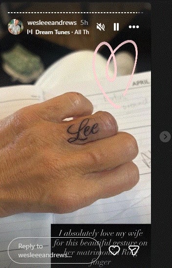 Lee Andrewss official Instagram account